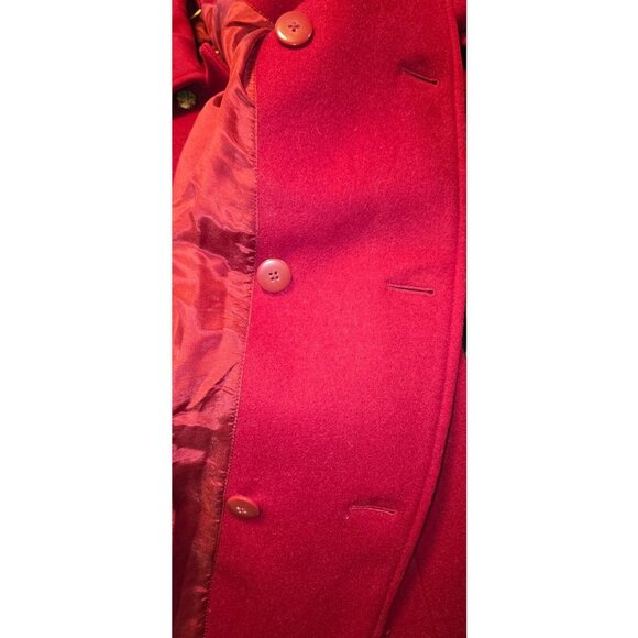 BFA Classics Red Wool Blend Coat Size 14 – Paisley Trim Scarf, Double Breasted - Picture 5 of 14